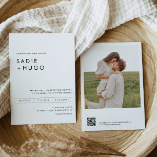 SADIE Minimal Wedding Invite with Photo & QR Code