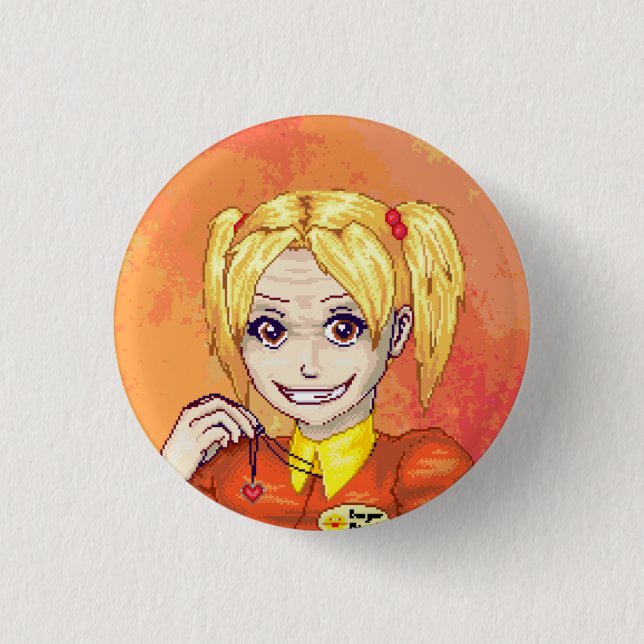 Sadie - small pin-back 3 cm round badge (Front)