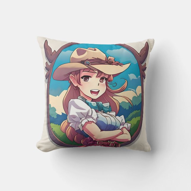 Sadie The Cowgirl Throw Pillow (Front)