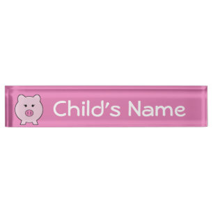 Sadie the Pink Pig ~ Cute Girly Kawaii Nameplate