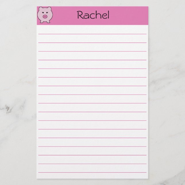 Sadie the Pink Pig ~ Cute Girly Kawaii Stationery (Front)