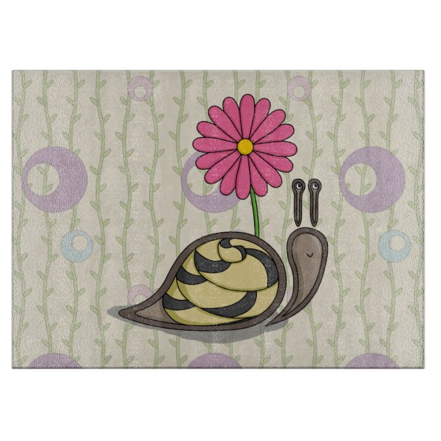Sadie the Snail Glass Cutting Board (Front)