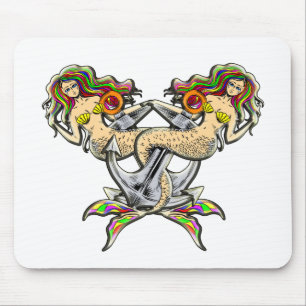 Sadly mermaids at anchor mouse pad