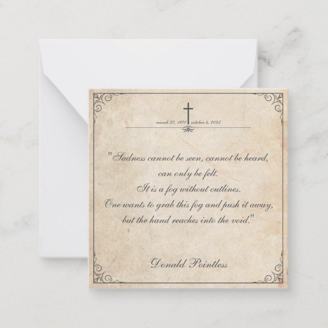 Sadness cannot be seen - Funeral Vintage Card (Front)