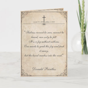 Sadness cannot be seen - Funeral Vintage Card