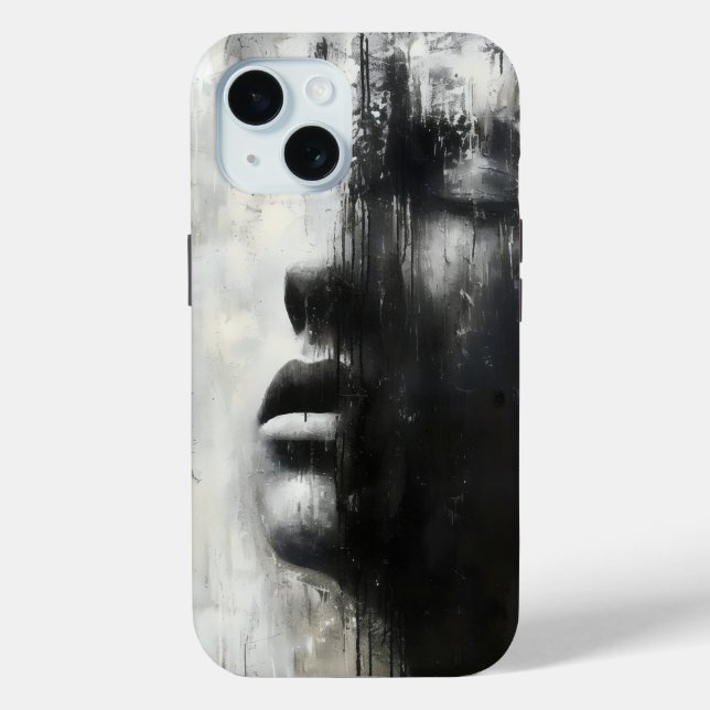 Sadness Monochromatic Abstract Art Case-Mate iPhone Case (Back)
