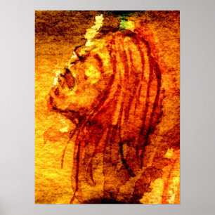 Sadness Scream Watercolor Poster