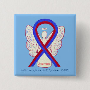 SADS Awareness Ribbon Angel Custom Button Pins