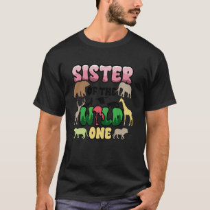 Safari 1st Birthday Sister of Wild One Zoo Jungle  T-Shirt