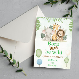 Safari 2nd Birthday Invitation   Born Two Be Wild