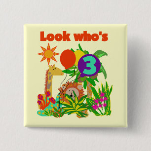 Safari 3rd Birthday Tshirts and Gifts 15 Cm Square Badge