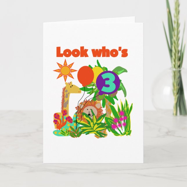 Safari 3rd Birthday  Tshirts and Gifts Card (Front)