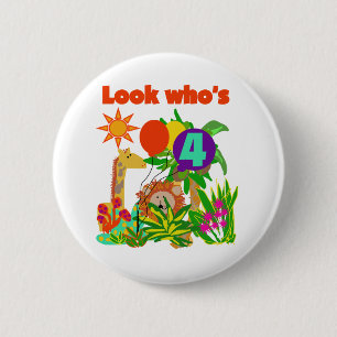 Safari 4th Birthday Tshirts and Gifts 6 Cm Round Badge