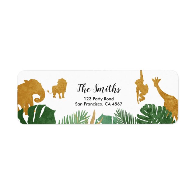 Safari Address Labels Wild one Animals Jungle Zoo (Front)