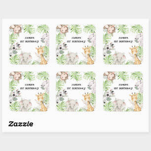 Safari Adventure 1st Birthday Square Sticker