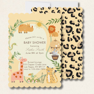 Safari Adventure Awaits Baby Shower scalloped Invitation