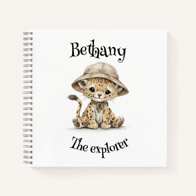 Safari Adventure Babies | Cute Watercolour Animals Notebook (Front)
