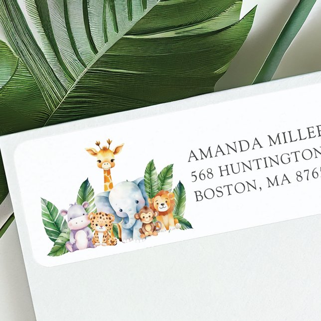 Safari Adventure Baby Shower Address Label Return Address Label (Creator Uploaded)