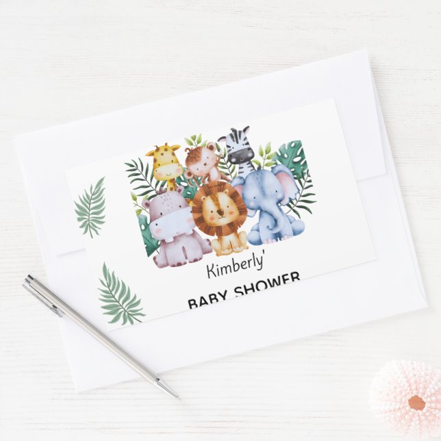 Safari Adventure Baby Shower Rectangular Sticker (Envelope)