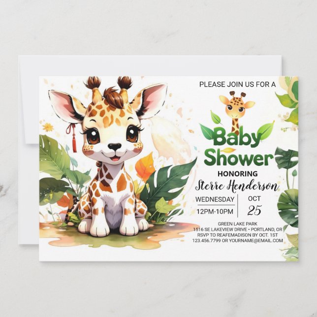 Safari Adventure Begins Baby Shower Invitation (Front)