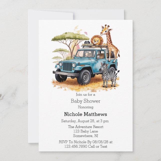 Safari Adventure Boy Baby Shower Invitation (Front)
