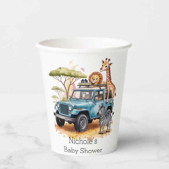 Safari Adventure Boy Baby Shower Paper Cups (Front)