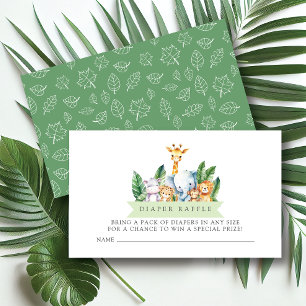 Safari Adventure Diaper Raffle Ticket Enclosure Card