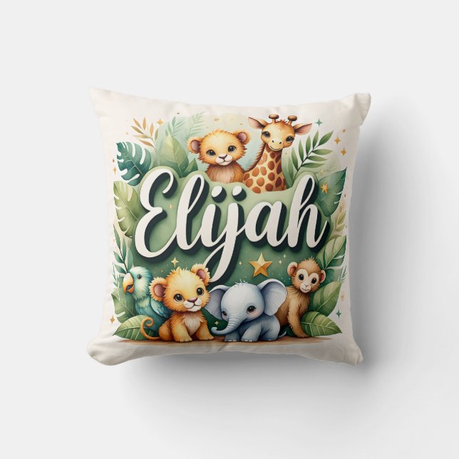 Safari Adventure Elijah Throw Pillow (Front)