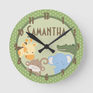 Safari Adventure Jungle Zoo Personalised Clock