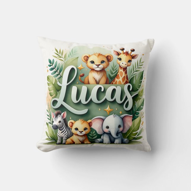 Safari Adventure Lucas Throw Pillow (Front)