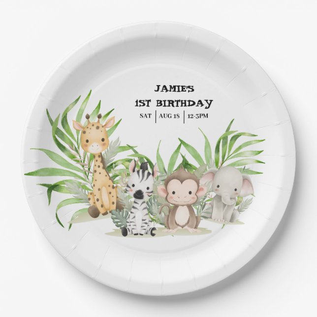 Safari Adventure Paper Plate (Front)