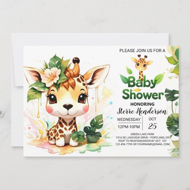 Safari Adventure Tales Baby Shower Invitation (Front)