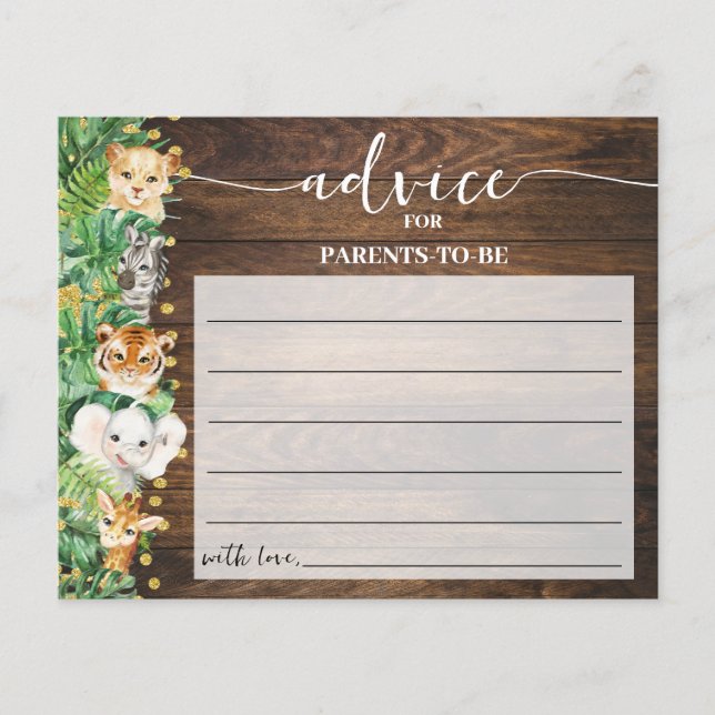 Safari Advice Mum & Dad Rustic Baby Shower Card (Front)
