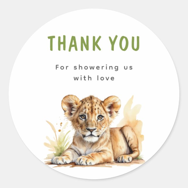 Safari Africa Animals Baby Shower Thank You Classic Round Sticker (Front)
