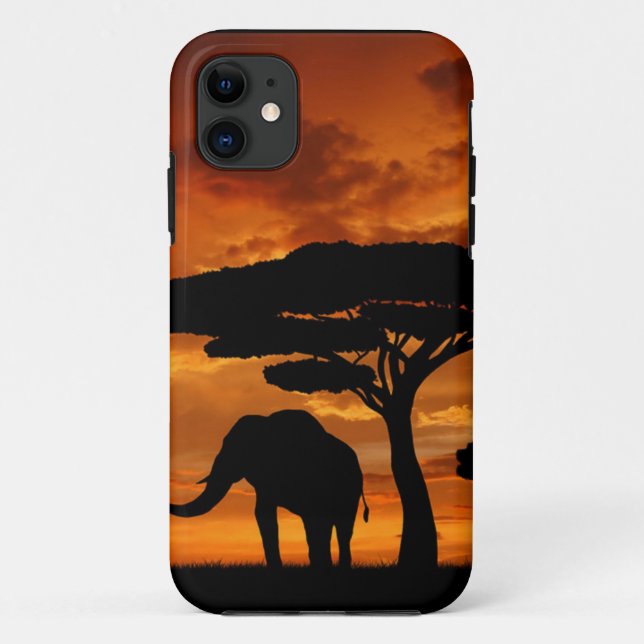 Safari African Baobab tree elephant silhouette Case-Mate iPhone Case (Back)
