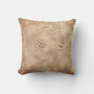 Safari African Faux Gold Python Animal Skin Bronze Cushion