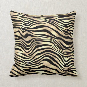 Safari African Gold Glam Zebra Animal Skin Sepia Cushion