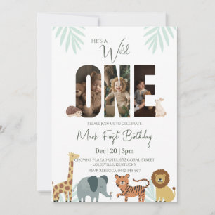 Safari Animal 1st Birthday  Invitation