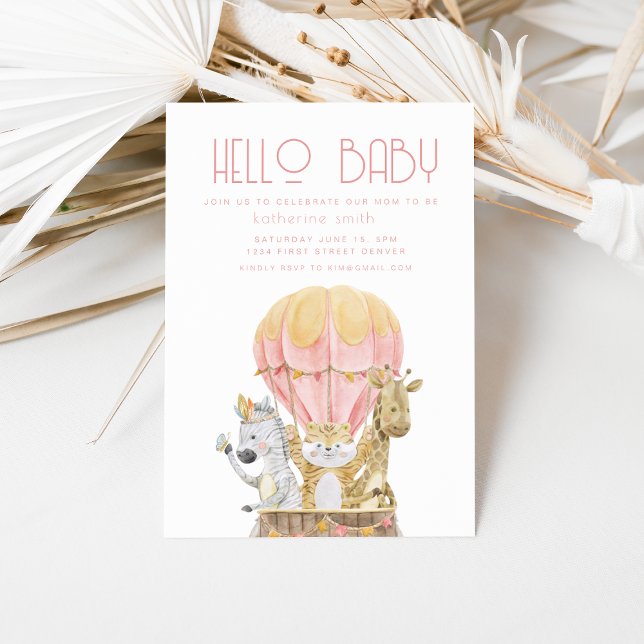 Safari Animal Air Balloon Baby Shower Invitation (Creator Uploaded)