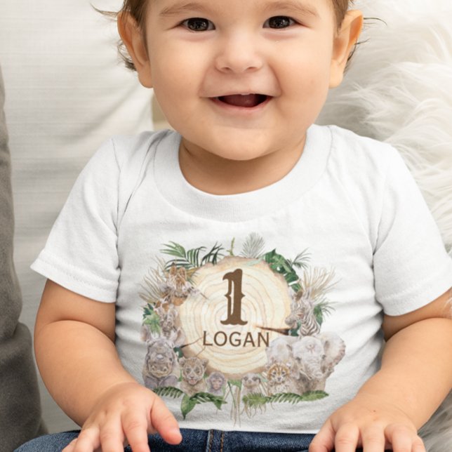 Safari Animal Babies Jungle Baby Age Name Toddler  Toddler T-Shirt (Creator Uploaded)