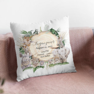 Safari Animal Babies Jungle Baby Birth Stats Cushion