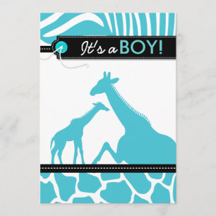 Safari animal baby boy shower invitation