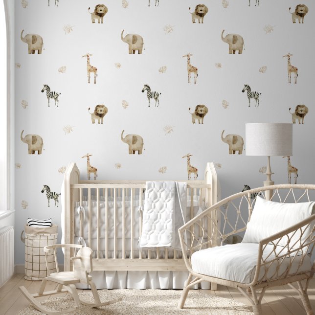 Safari Animal Baby Kids Room Nursery Wallpaper (Kids)