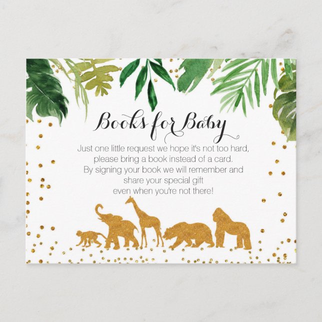 Safari animal Baby Shower - Bring a book insert Invitation Postcard (Front)