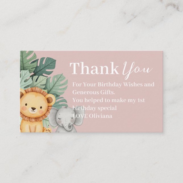 Safari Animal Baby Shower Display shower Business Card (Front)