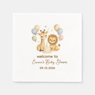 Safari Animal Baby Shower Napkins Cute Party Decor