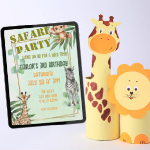 Safari Animal Birthday Party Invitation