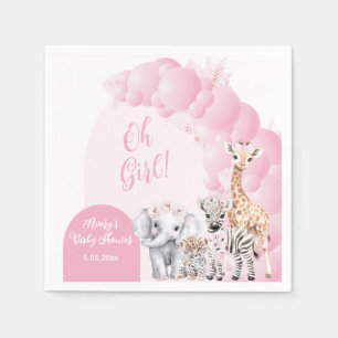Safari Animal Blush Pink Boho Baby Girl Shower Napkin