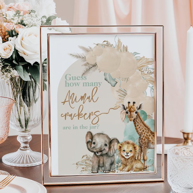Safari animal Boho Oh Boy Baby Shower Animal Game Poster (Creator Uploaded)