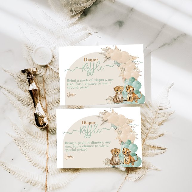 Safari animal Boho Oh Boy Baby Shower Diaper Enclosure Card (Creator Uploaded)